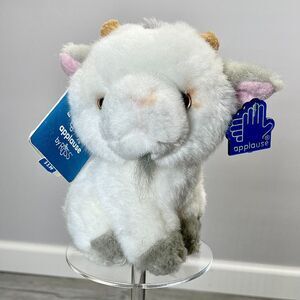 Vintage Applause White Goat Kid Baby Plush Stuffed Animal Russ Berrie Floral NEW
